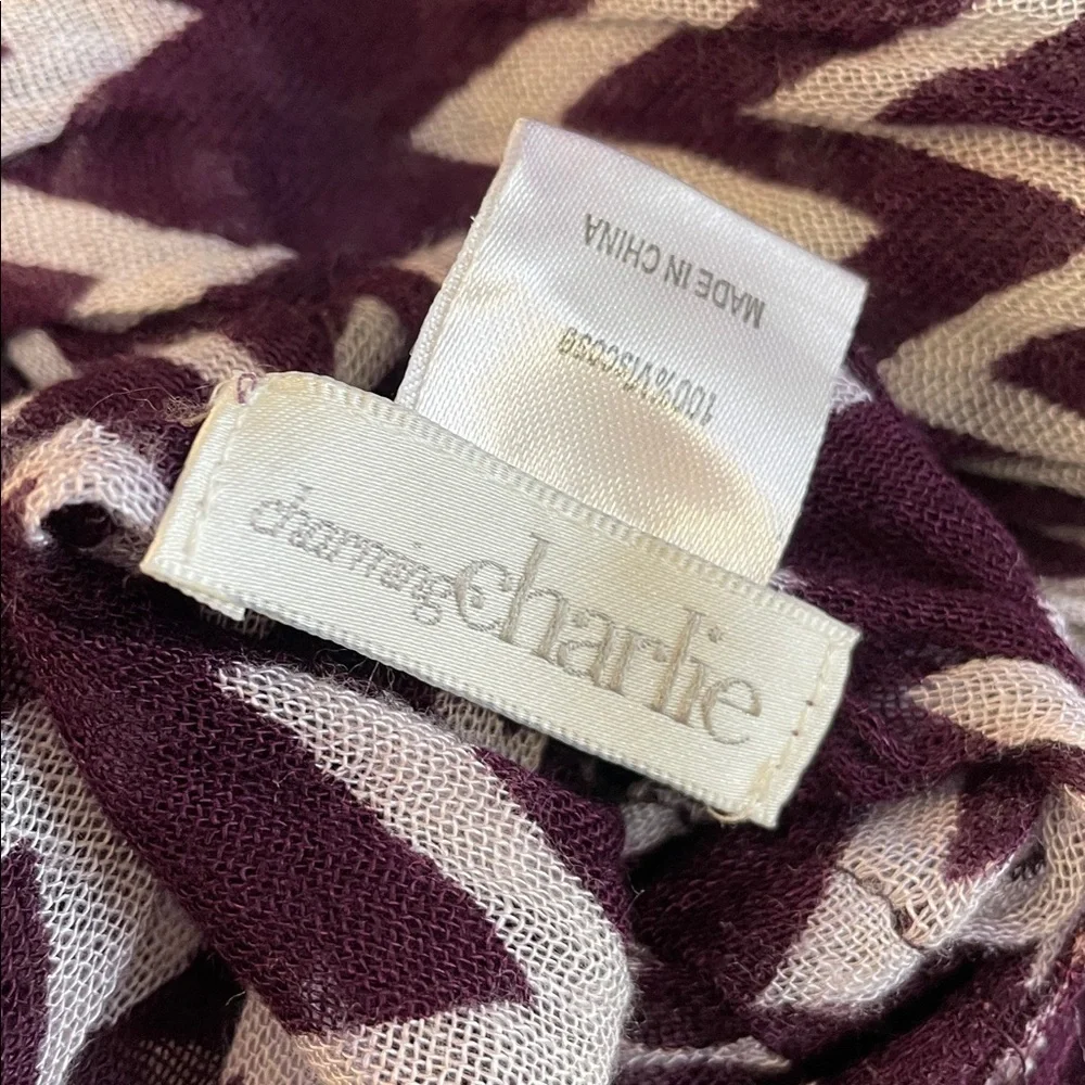 Charming Charlie Dark Purple and White Zigzag Infinity Scarf